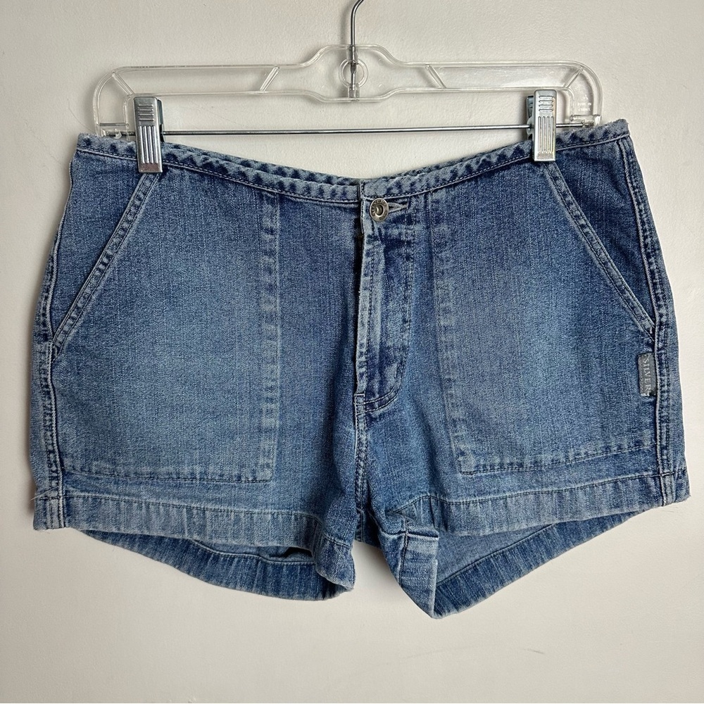 Vintage 90s Low Rise Silver Shorts Women's size 30 Jeans Shorts Cotton Festival